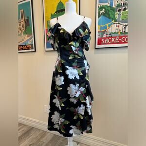 Warehouse Floral Wrap Dress - Size 6